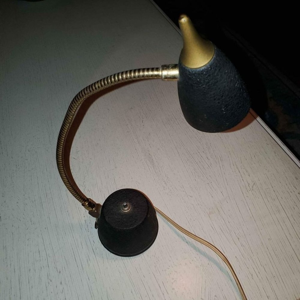 Vintage Mid Century Brass Gooseneck  Adjustable Desk/table Lamp